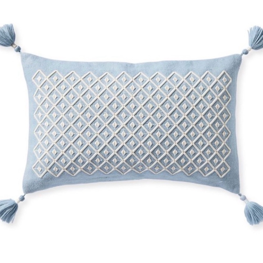 Serena & Lily Frontera Embroidered Pillow Case - Coastal Blue
